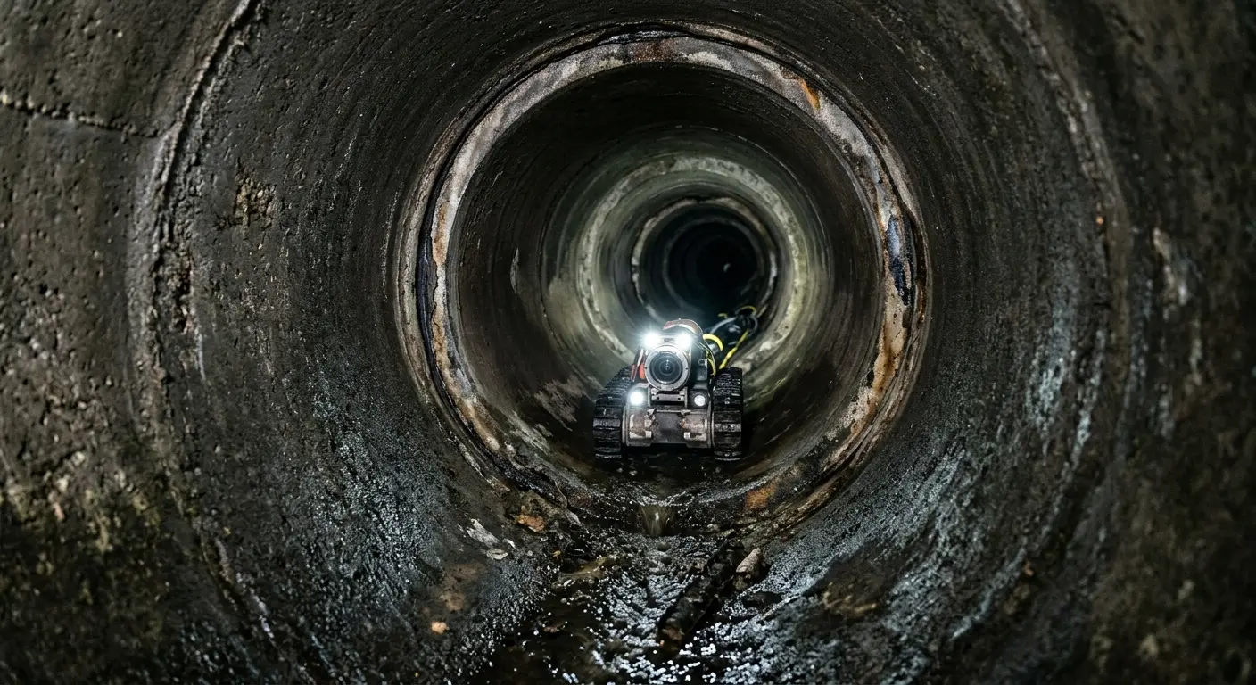 Robotic sewer camera inspecting pipe interior for Sewer Line Cleaning in Upper Moreland